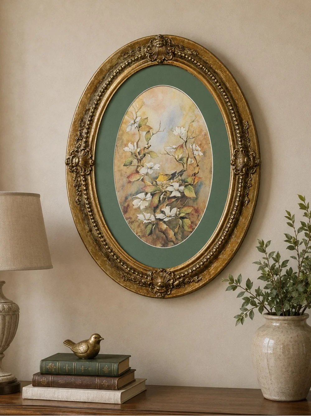 Vintage 24x18 Large Ornate Oval Gold Gilt Picture Frame Baroque Circa 1960-1970s
